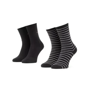 Sada 2 párů vysokých ponožek unisex TOMMY HILFIGER - 100001494  Black 001