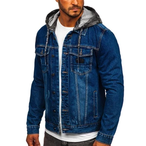 Geacă de blugi cu glugă bărbați bleumarin Bolf RB9824-1