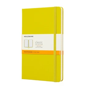 Žltý linajkový zápisník v pevnej väzbe Moleskine, 192 strán