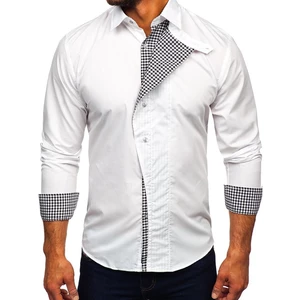 Bílá pánská elegantní košile s dlouhým rukávem Bolf  5746-A