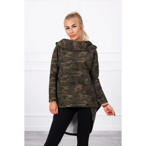 Sweatshirt with long back camo khaki+green