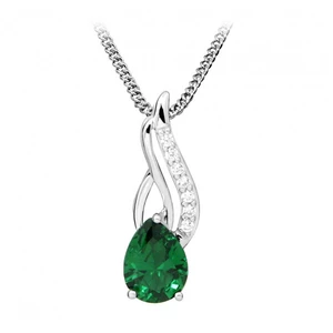 Silver Cat Módny náhrdelník so zirkónmi a smaragdovým sklom SC395