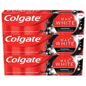 Colgate Max White Charcoal bieliaca zubná pasta s aktívnym uhlím 3 x 75 ml