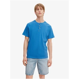 Modré pánské žíhané tričko s knoflíky Tom Tailor - Pánské