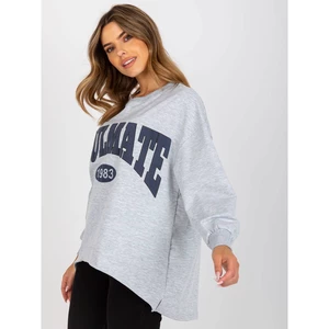 Gray and navy blue sweatshirt without a hood with a round neckline