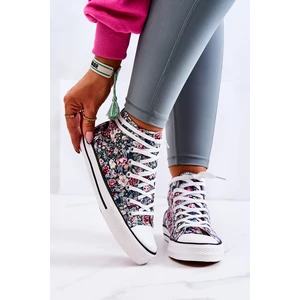 High sneakers with flowers green Nollie