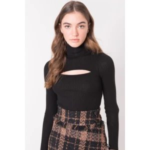 Black ribbed BSL turtleneck sweater