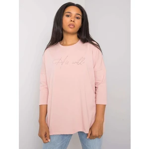 Dusty pink plus size blouse with a slit at the back