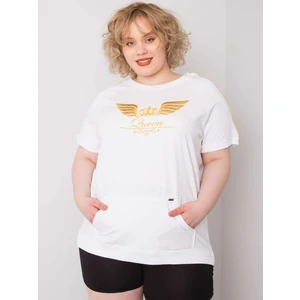 Women's plus size white cotton blouse