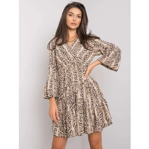 Beige and black dress with animal patterns Maren