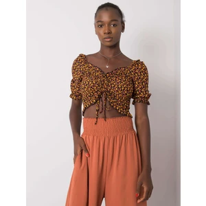 Black blouse with shirring Bahia RUE PARIS