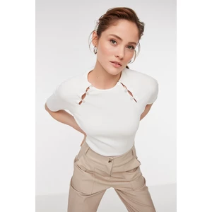 Trendyol Ecru Button Detailed Basic Knitted Blouse
