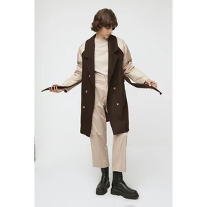 Trendyol Brown Quilted Sleeve Detailed Cachet Coat