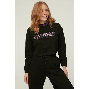 Trendyol Black Crop Slim Knitted Tracksuit Set