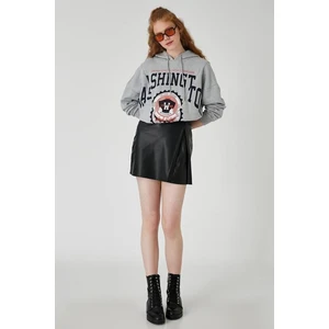 Koton Leather Look Mini Skirt Pleated