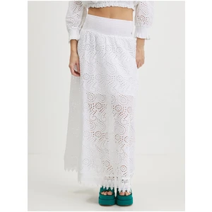 White Ladies Patterned Maxi Skirt Guess Rafa - Ladies