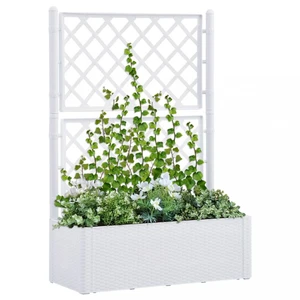 Záhradný kvetináč s treláží 100x43x142 cm PP Dekorhome Biela,Záhradný kvetináč s treláží 100x43x142 cm PP Dekorhome Biela