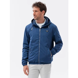 Ombre Men's classic cut hooded windbreaker jacket - dark blue