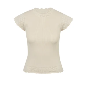 Orsay Beige Womens T-Shirt with Stand-up Collar - Women