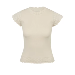 Orsay Beige Womens T-Shirt with Stand-up Collar - Women