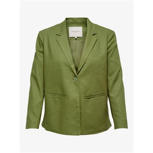 Zelená ľanová bunda ONLY CARMAKOMA Caro - Ženy