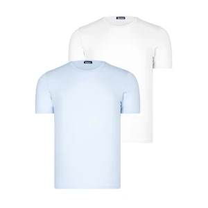 DUAL SET T8569 DEWBERRY BIKE COLLAR MENS T-SHIRT-BLUE-WHITE