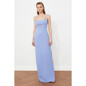 Trendyol Blue Neck Detailed Evening Dress & Graduation Gown