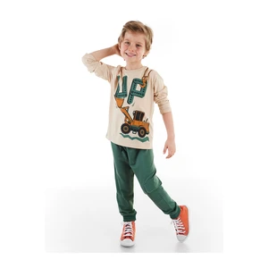 Mushi Up Dozer Boys Kids Cream T-shirt with Khaki Pants Set