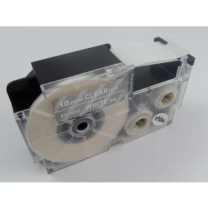 Kompatibilní páska s Casio XR-18AX 18mm x 8m bílý tisk / průhledný podklad