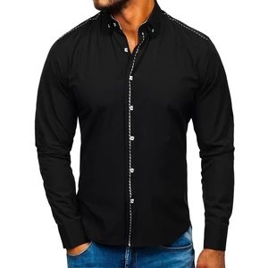 Černá pánská elegantní košile s dlouhým rukávem Bolf 6920