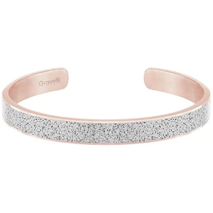 GRAVELLI JEWELLERY Pánský náramek Fusion – světle šedý – růžové zlato
