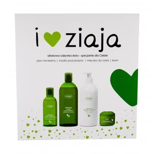 Ziaja Natural Olive dárková kazeta sprchový gel 500 ml + tělové mléko 400 ml + denní pleťová péče 50 ml + micelární voda 200 ml pro ženy Cruelty free
