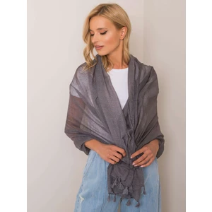 Gray patterned shawl with fringes