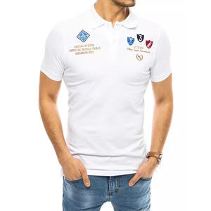 Men's white polo shirt with embroidery Dstreet PX0455
