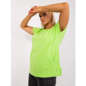Light green plus size blouse with pockets