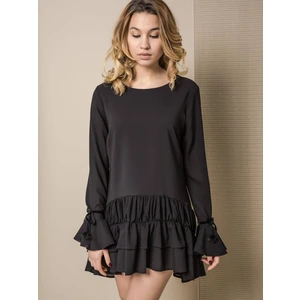 LEMONADE DRESS WITH VELVET RIBBONS AT THE SLEEVES BLACK