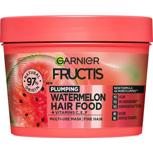 Maska pre jemné vlasy bez objemu Garnier Fructis Watermelon Hair Food 3 Usage Mask - 400 ml (C6845100) + darček zadarmo