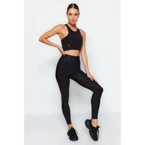 Trendyol Black Full Length Sport Leggings With Shiny Fabric Detail