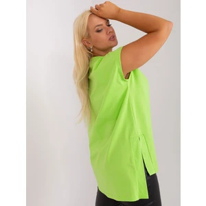 Light green basic plus size blouse with longer back