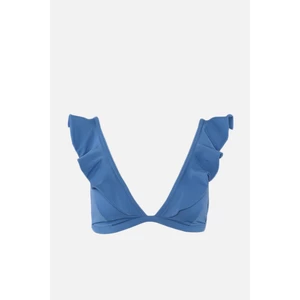Trendyol Dark Blue Ruffle Detailed Bikini Top