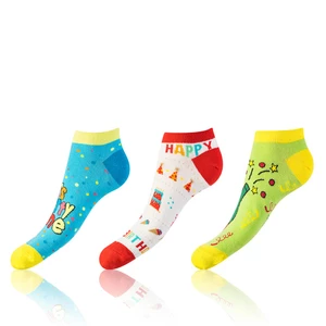 Bellinda <br />
CRAZY IN-SHOE SOCKS 3x - Moderné farebné nízke crazy ponožky unisex - svetlo zelená - červená - modrá
