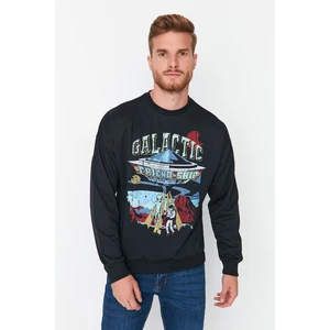 Trendyol Navy Blue Men's Oversize Fit Crew Neck Long Sleeve Sweatshirt