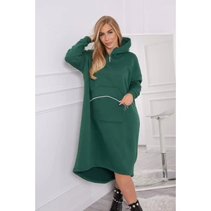 Insulated dress with a hood of dark green