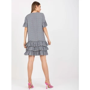 Blue minidress with ruffles and prints ZULUNA