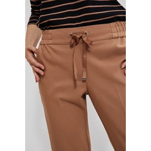 Trousers with tie - beige