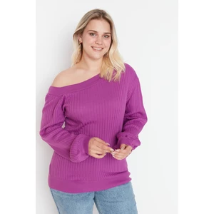 Trendyol Curve Plus Size Sweater - Purple - Regular fit