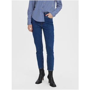 Dark blue shortened straight fit jeans VERO MODA Brenda - Women