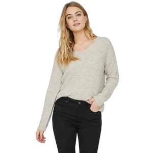 Vero Moda Dámský svetr VMCREWLEFILE Regular Fit 10233357 Birch MELANGE XS