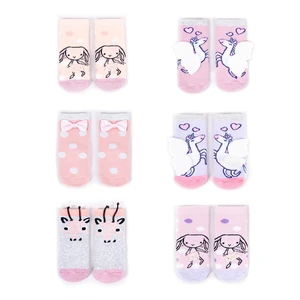 Yoclub Kids's Cotton Baby Girls' Terry Socks Anti Slip ABS Patterns Colors 6-pack SK-29/SIL/6PAK/GIR/001