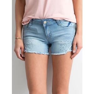 Denim shorts with a blue application